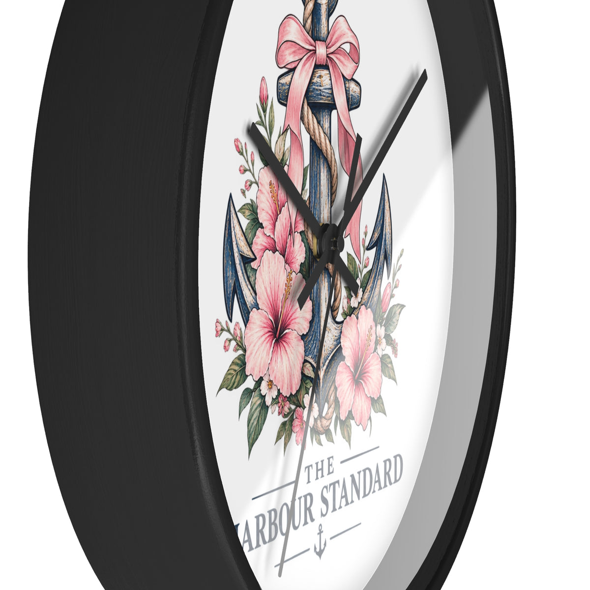 Nautical Anchor Floral Wall Clock — “The Harbour Standard” Decorative Timepiece
