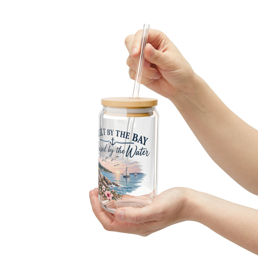Lighthouse Coastal Sipper Glass - 16oz "Built by the Bay, Raised by the Water"