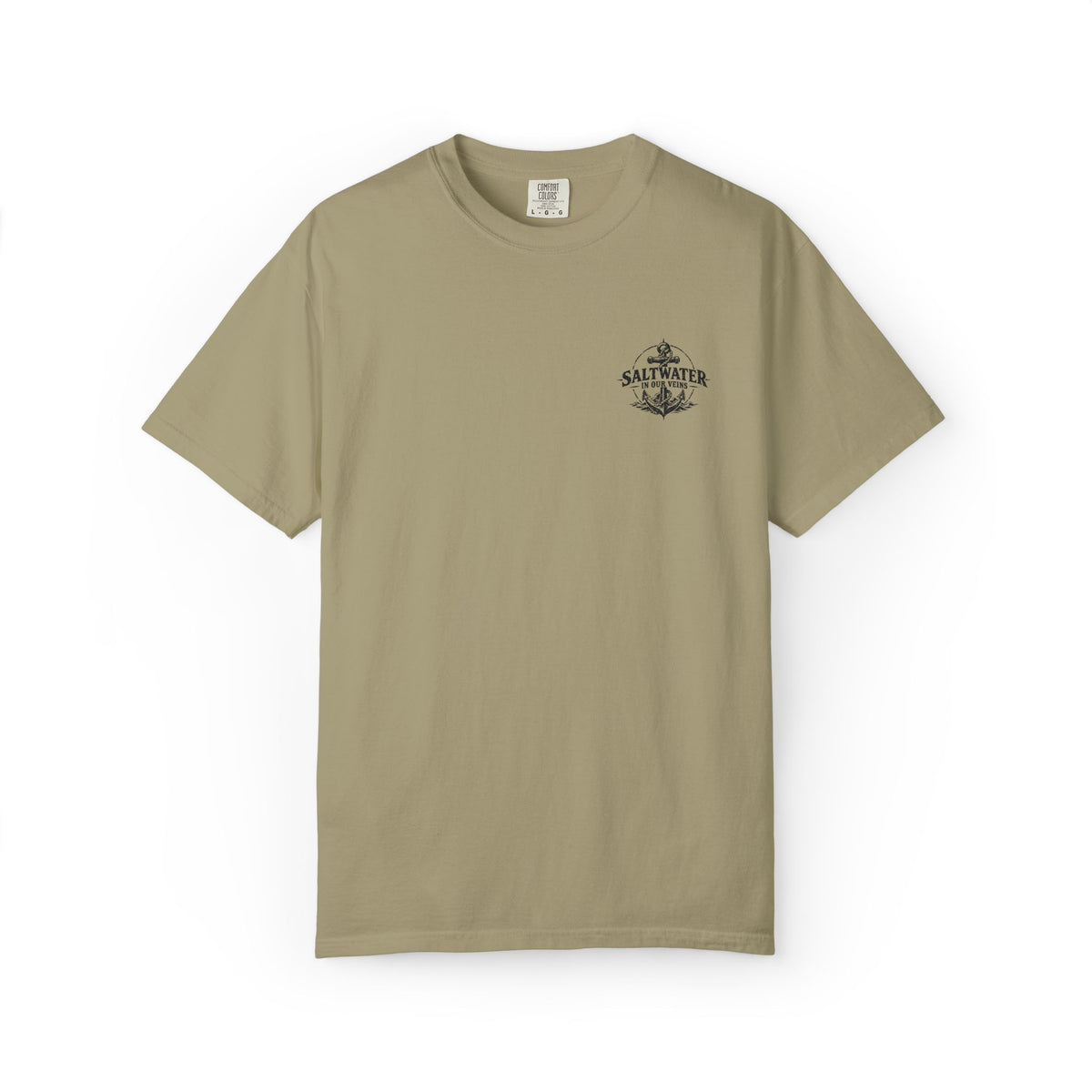 Vintage Rose Garment-Dyed Tee — Small Chest Logo "Saltwater Soul"