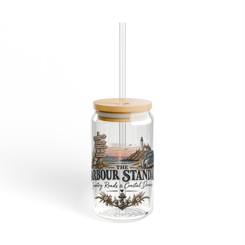 Harbour Stand Coastal Sipper Glass - 16oz Travel Tumbler with Bamboo Lid