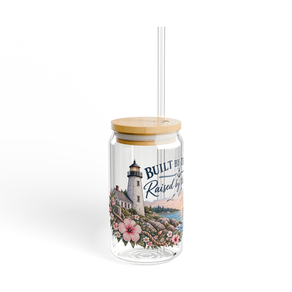 Lighthouse Coastal Sipper Glass - 16oz "Built by the Bay, Raised by the Water"