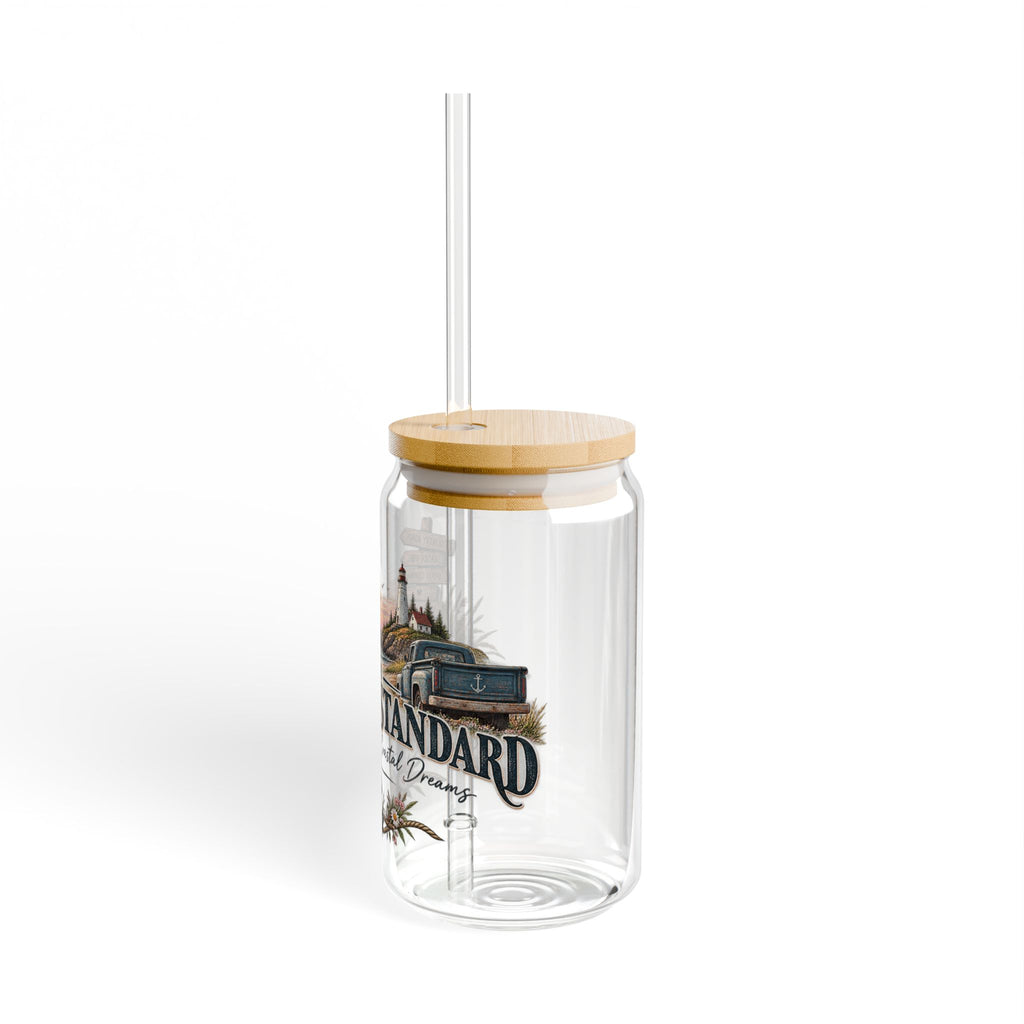 Harbour Stand Coastal Sipper Glass - 16oz Travel Tumbler with Bamboo Lid