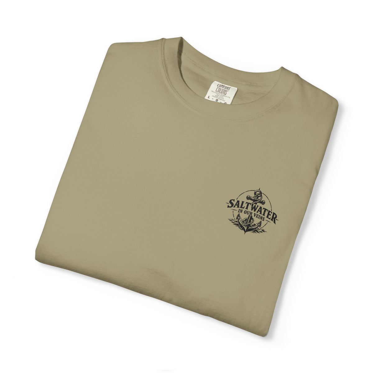 Vintage Rose Garment-Dyed Tee — Small Chest Logo "Saltwater Soul"