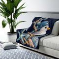Nautical Seagull Sherpa Blanket — Cozy Anchor & Seashell Throw