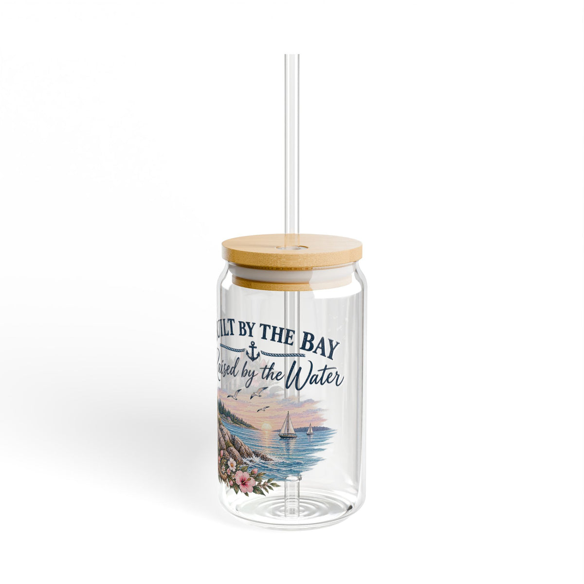 Lighthouse Coastal Sipper Glass - 16oz "Built by the Bay, Raised by the Water"