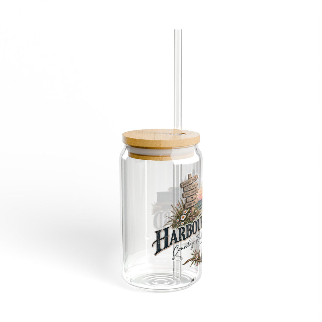 Harbour Stand Coastal Sipper Glass - 16oz Travel Tumbler with Bamboo Lid